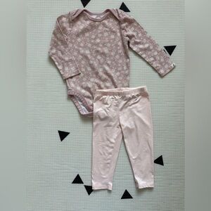 Easy Peasy|Baby girl organic cotton dusty rose Long Sleeve floral Onesie & Pants